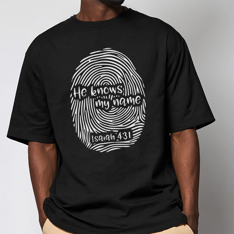 Christianartworkshop He Knows My Name Fingerprint Bible Verse Unisex T-shirt - image 2