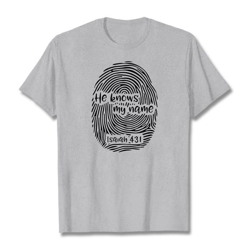 Christianartworkshop He Knows My Name Fingerprint Bible Verse Unisex T-shirt - Grey - 2XL - image 19