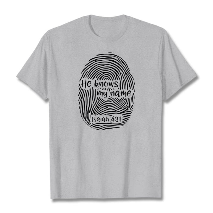 Christianartworkshop He Knows My Name Fingerprint Bible Verse Unisex T-shirt - Grey - 2XL - image 19