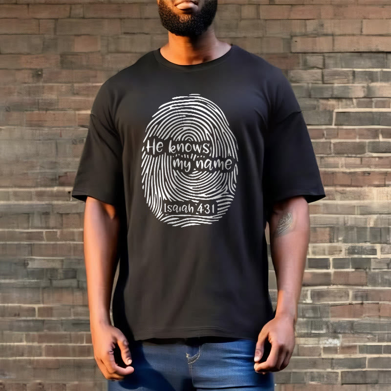 Christianartworkshop He Knows My Name Fingerprint Bible Verse Unisex T-shirt - image 3