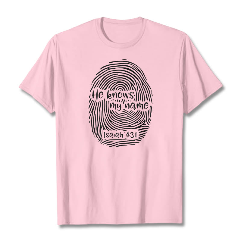 Christianartworkshop He Knows My Name Fingerprint Bible Verse Unisex T-shirt - Light Pink - 2XL - image 17