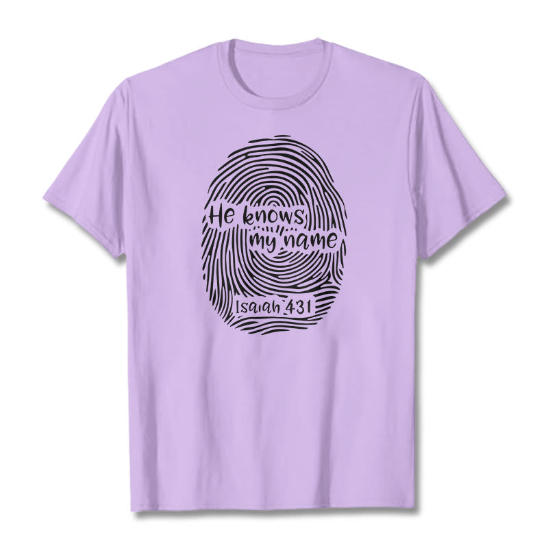 Christianartworkshop He Knows My Name Fingerprint Bible Verse Unisex T-shirt - Light Purple - 2XL - image 12