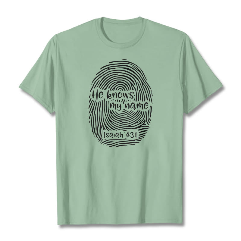 Christianartworkshop He Knows My Name Fingerprint Bible Verse Unisex T-shirt - Light Green - 2XL - image 15