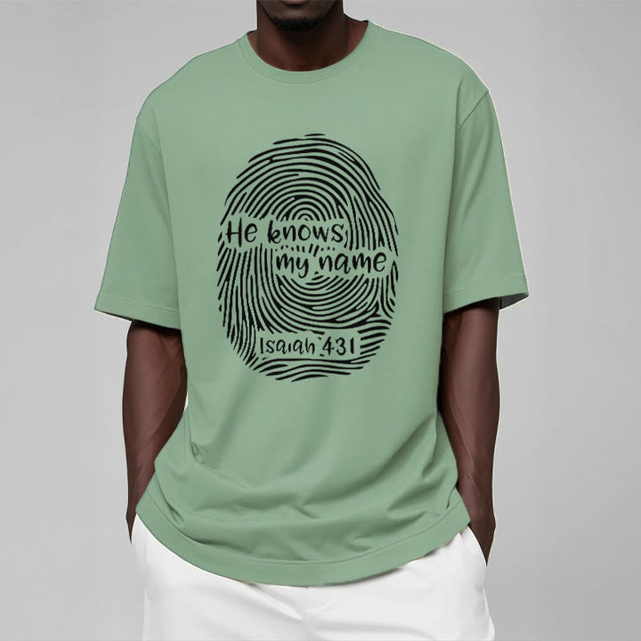 Christianartworkshop He Knows My Name Fingerprint Bible Verse Unisex T-shirt - image 16