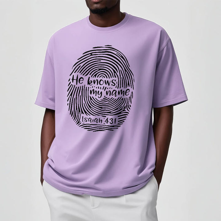 Christianartworkshop He Knows My Name Fingerprint Bible Verse Unisex T-shirt - image 14