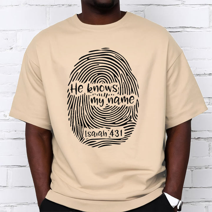 Christianartworkshop He Knows My Name Fingerprint Bible Verse Unisex T-shirt - image 12