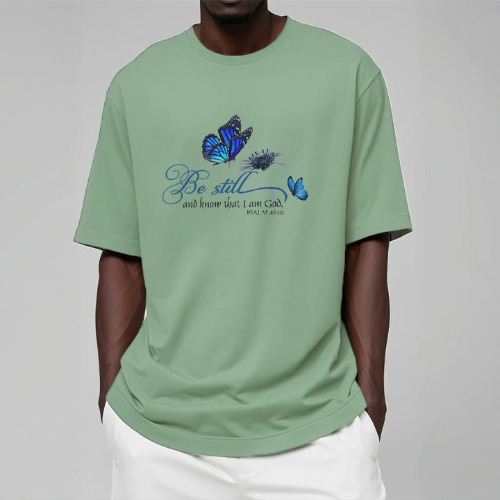 Christianartworkshop Be Still and Know God Bible Verse with Butterfly Unisex T-shirt - image 15