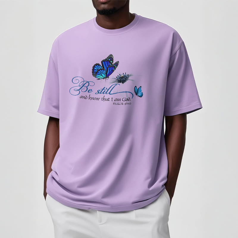Christianartworkshop Be Still and Know God Bible Verse with Butterfly Unisex T-shirt - image 13