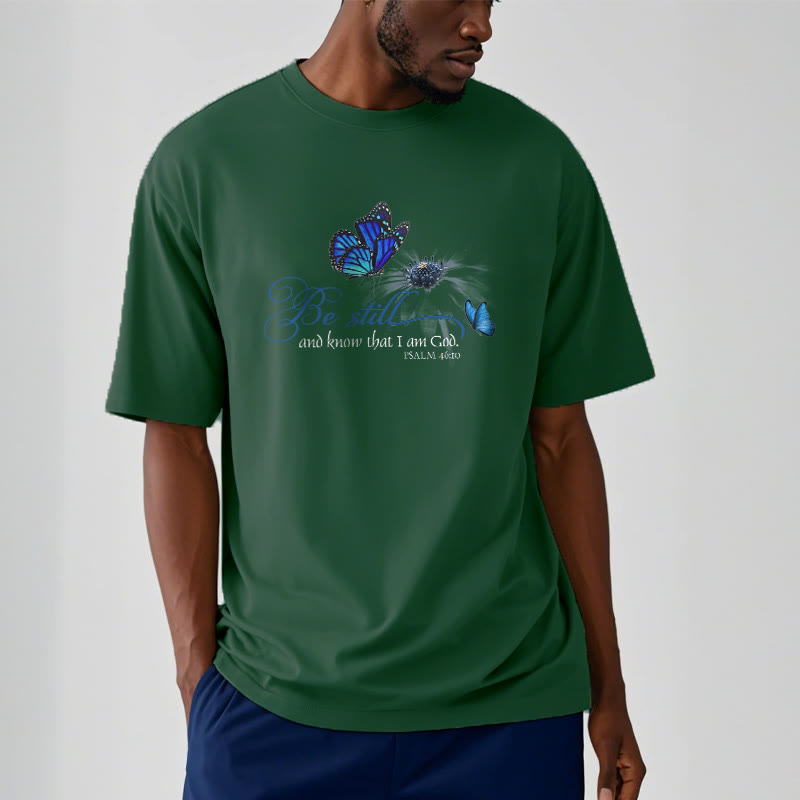 Christianartworkshop Be Still and Know God Bible Verse with Butterfly Unisex T-shirt - image 9