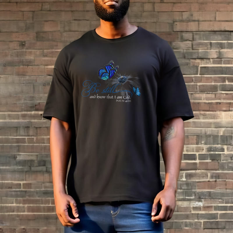 Christianartworkshop Be Still and Know God Bible Verse with Butterfly Unisex T-shirt - image 3