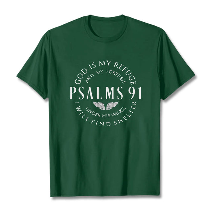 Christianartworkshop Psalm 91 God Is My Refuge Unisex T-shirt - Dark Green - 2XL - image 10