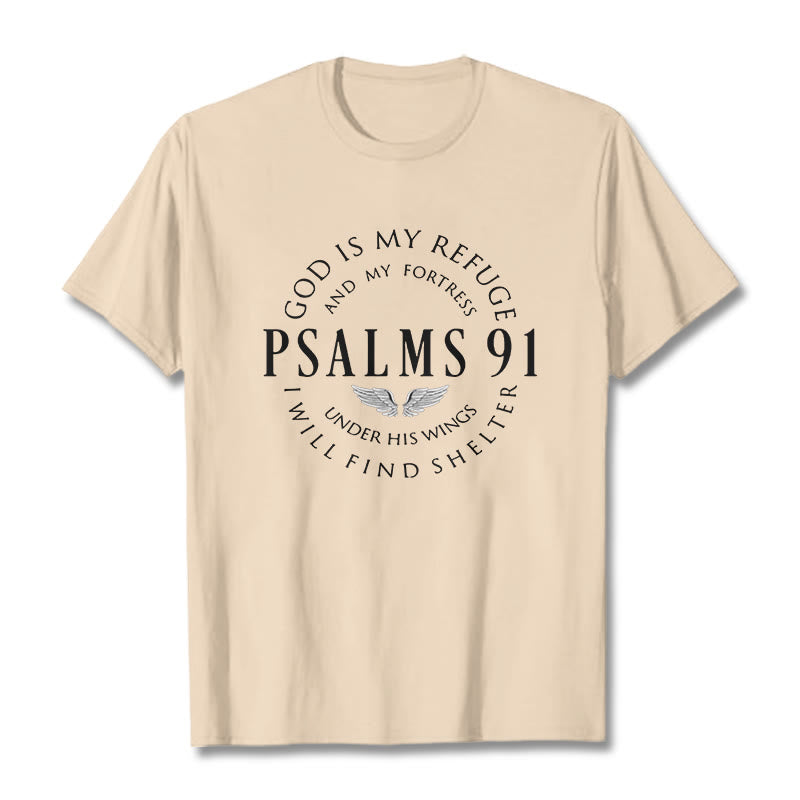 Christianartworkshop Psalm 91 God Is My Refuge Unisex T-shirt - Beige - 2XL - image 0