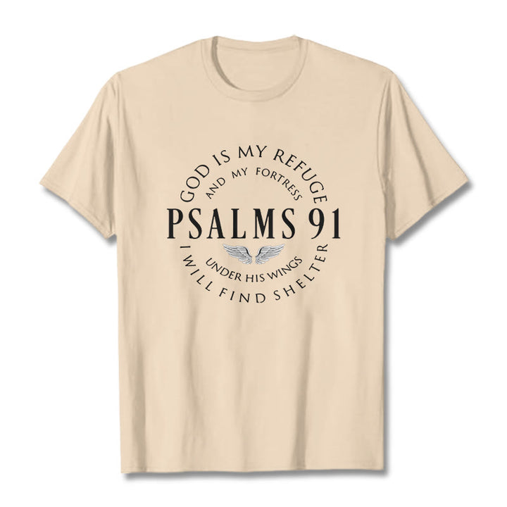 Christianartworkshop Psalm 91 God Is My Refuge Unisex T-shirt - Beige - 2XL - image 0