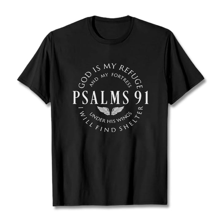 Christianartworkshop Psalm 91 God Is My Refuge Unisex T-shirt - Black - 2XL - image 4