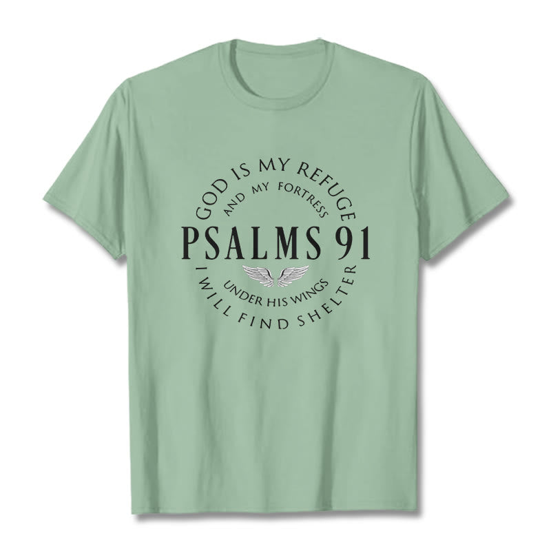 Christianartworkshop Psalm 91 God Is My Refuge Unisex T-shirt - Light Green - 2XL - image 14