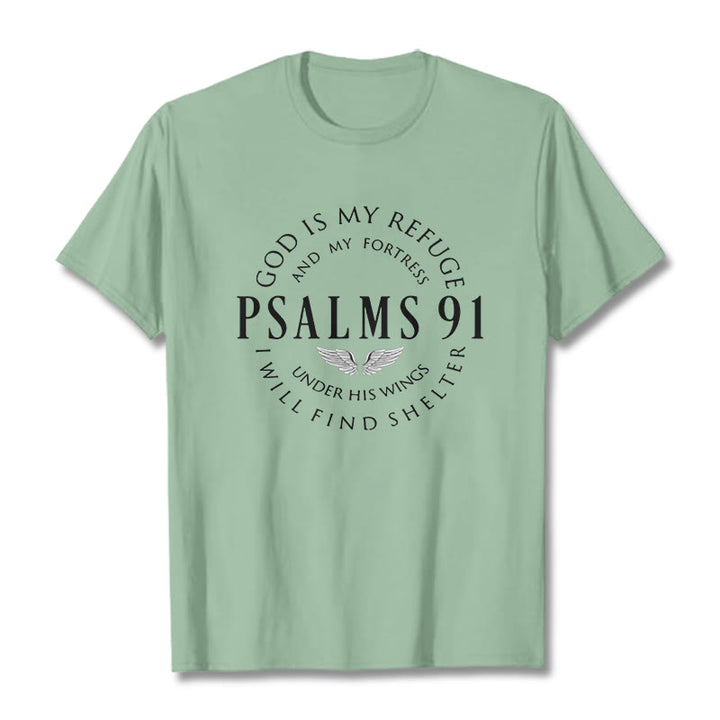 Christianartworkshop Psalm 91 God Is My Refuge Unisex T-shirt - Light Green - 2XL - image 14