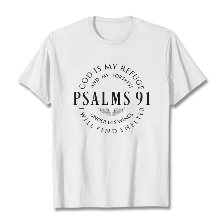 Christianartworkshop Psalm 91 God Is My Refuge Unisex T-shirt - White - 2XL - image 7
