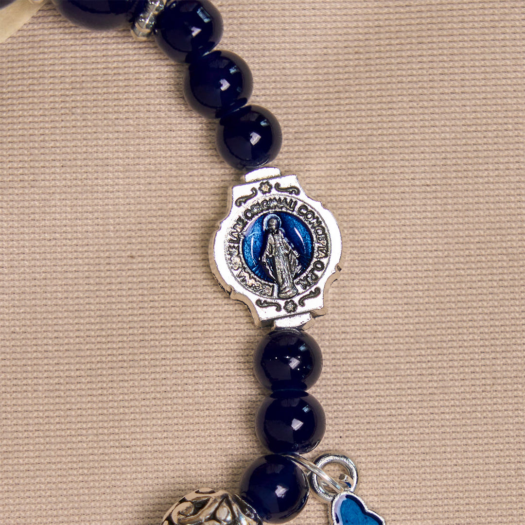 Christianartworkshop Elegant Deep Blue Beaded Bracelets with Crucifix and Miraculous Medal - image 6