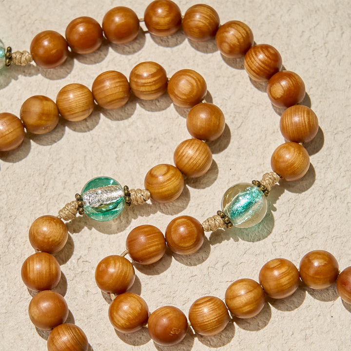 Christianartworkshop Classic Warm Brown Wooden Rosary with Bright Green Beads & Our Lady - image 8