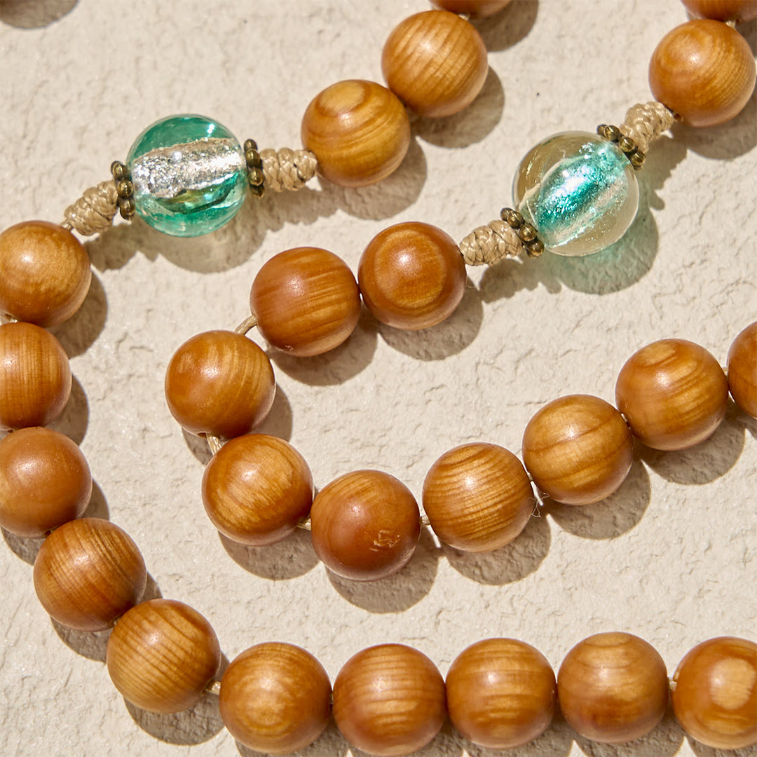 Christianartworkshop Classic Warm Brown Wooden Rosary with Bright Green Beads & Our Lady - image 9