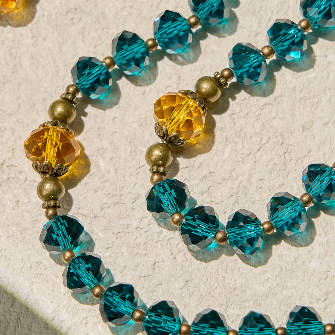 Christianartworkshop Shining Blue and Amber Rosary with Our Lady Medal and Antique Pardon Crucifix - image 9
