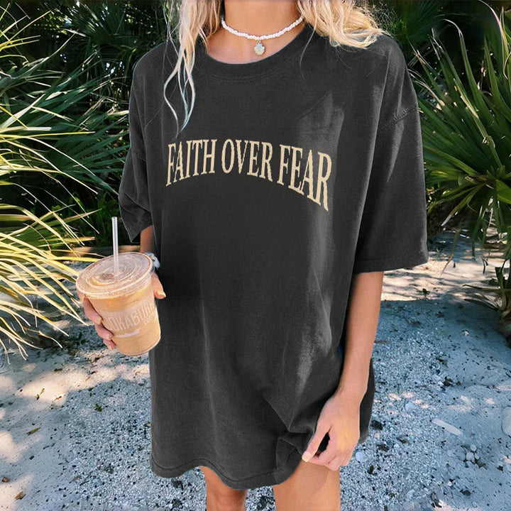 Christianartworkshop Faith Over Fear Thorn Cross Unisex Washed T-Shirt - image 7