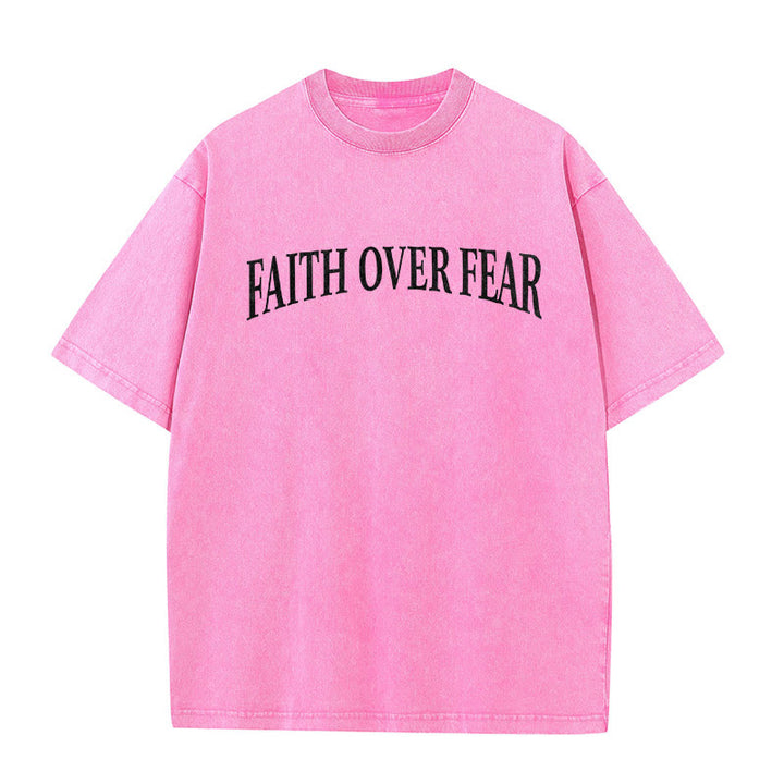 Christianartworkshop Faith Over Fear Thorn Cross Unisex Washed T-Shirt - image 21