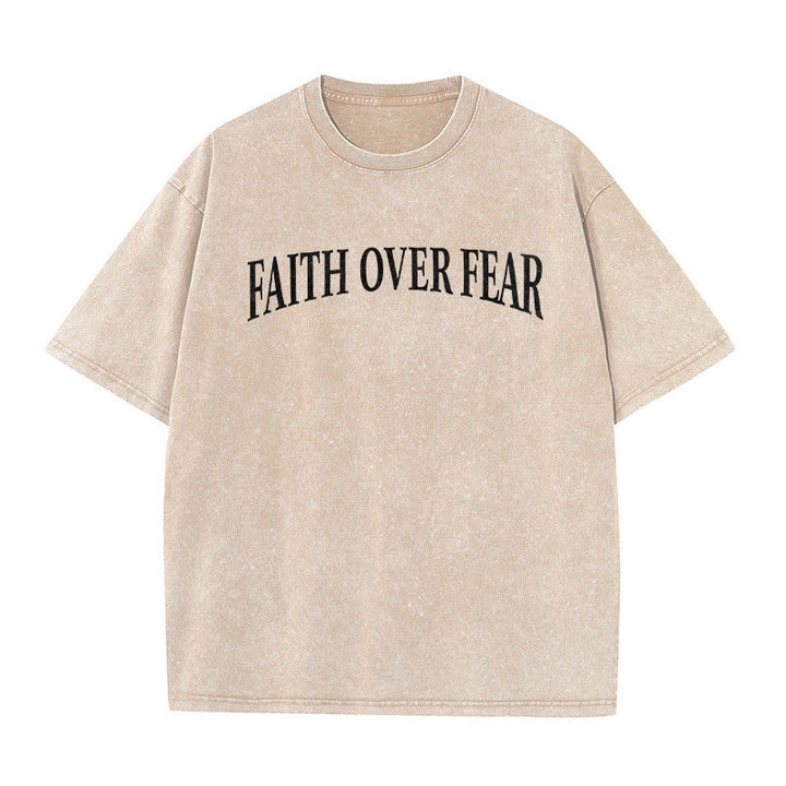 Christianartworkshop Faith Over Fear Thorn Cross Unisex Washed T-Shirt - image 9