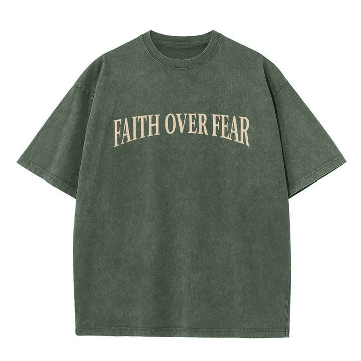 Christianartworkshop Faith Over Fear Thorn Cross Unisex Washed T-Shirt - image 9
