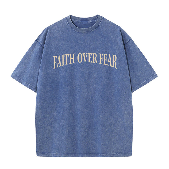 Christianartworkshop Faith Over Fear Thorn Cross Unisex Washed T-Shirt - image 13