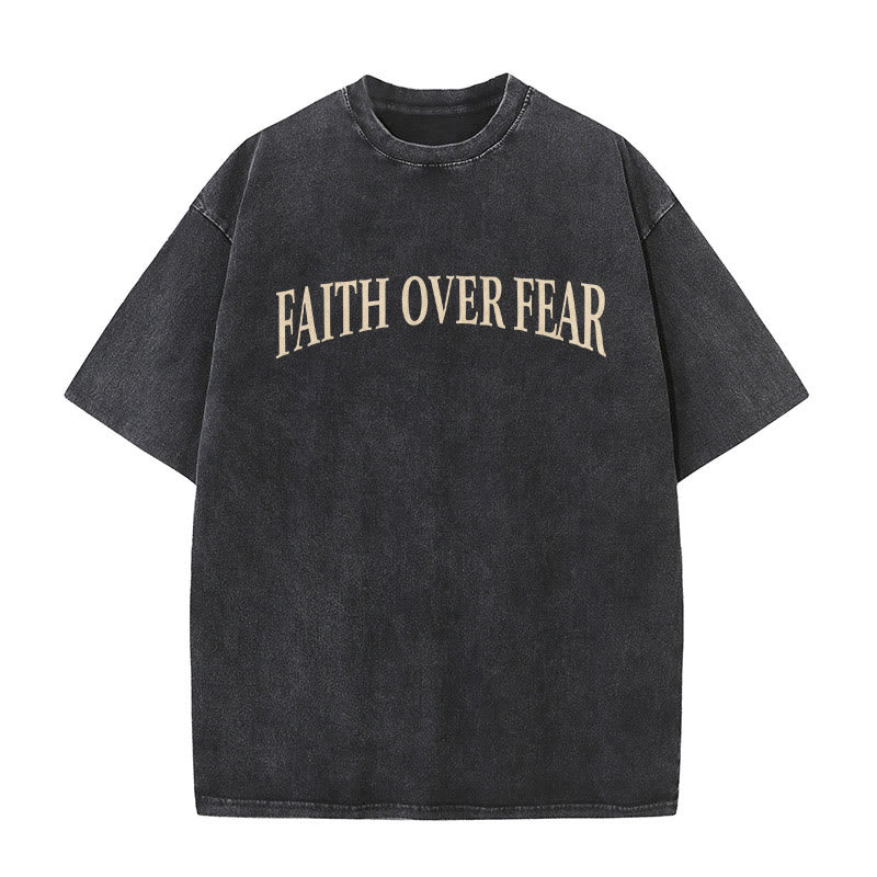 Christianartworkshop Faith Over Fear Thorn Cross Unisex Washed T-Shirt - image 5