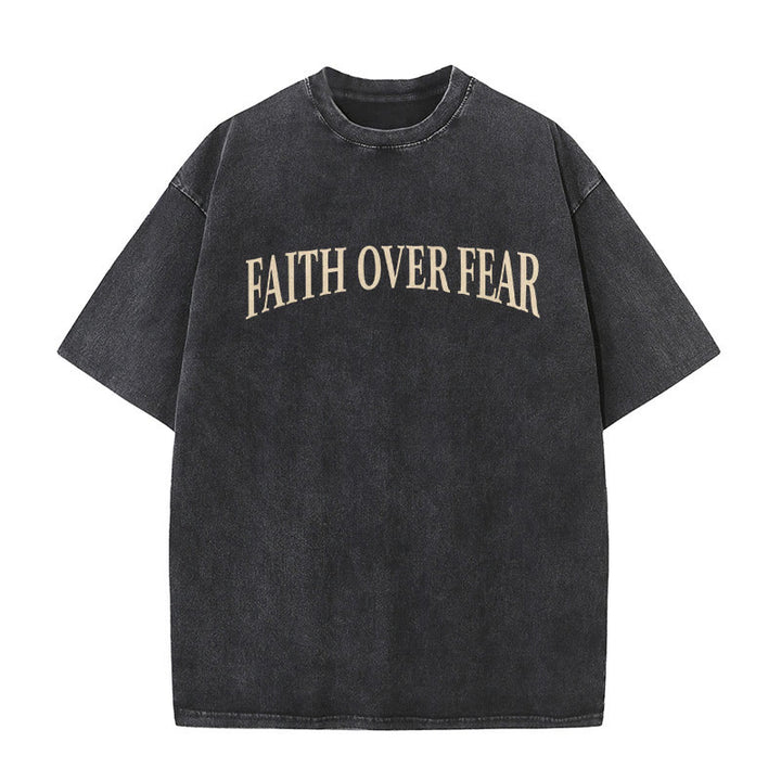 Christianartworkshop Faith Over Fear Thorn Cross Unisex Washed T-Shirt - image 5