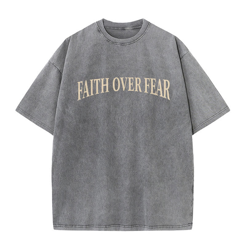 Christianartworkshop Faith Over Fear Thorn Cross Unisex Washed T-Shirt - image 2
