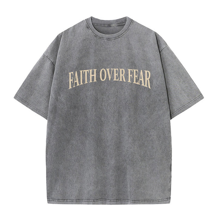Christianartworkshop Faith Over Fear Thorn Cross Unisex Washed T-Shirt - image 2