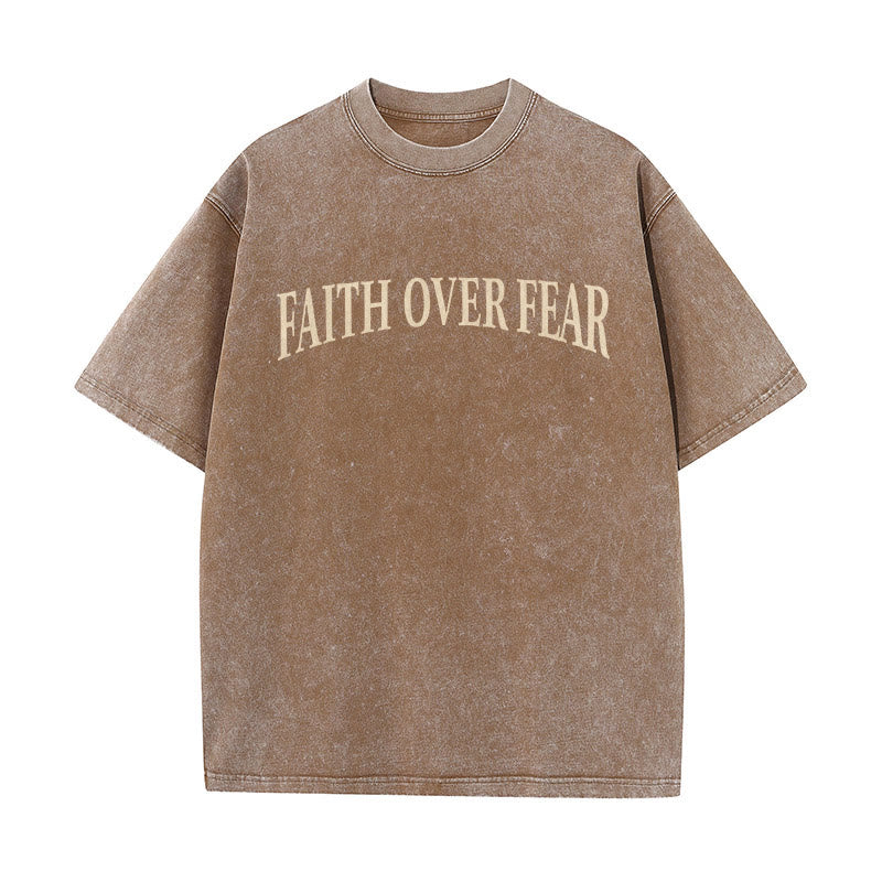 Christianartworkshop Faith Over Fear Thorn Cross Unisex Washed T-Shirt - image 17