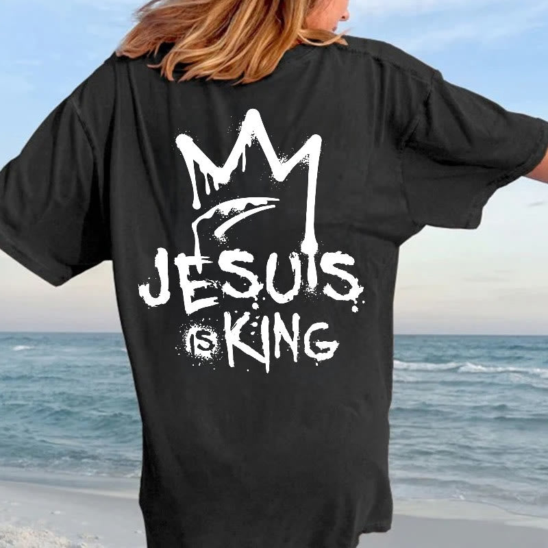 Christianartworkshop Jesus Is King Christian Unisex Washed T-Shirt - image 3