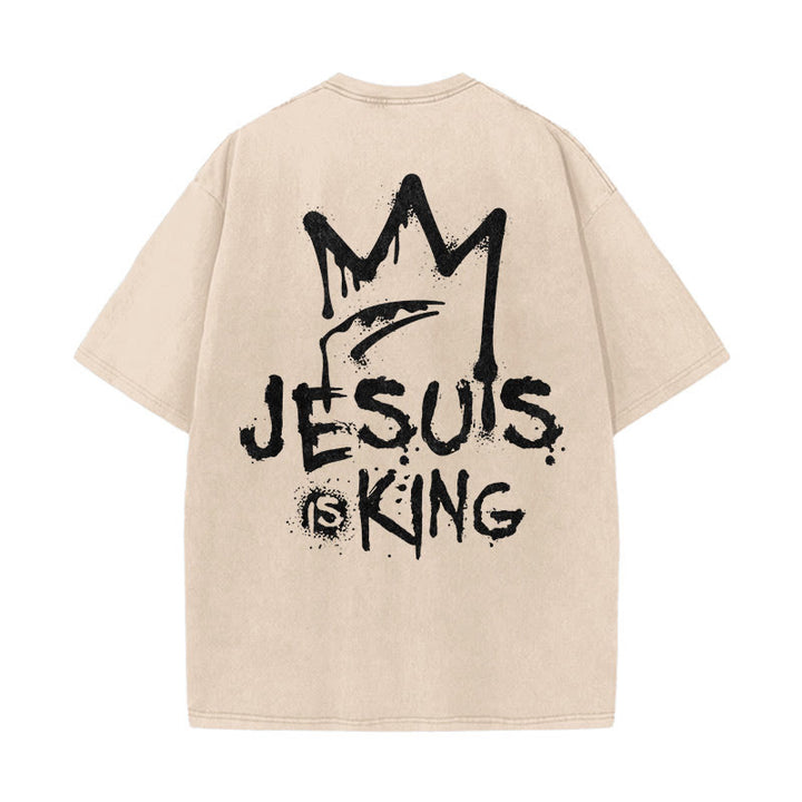 Christianartworkshop Jesus Is King Christian Unisex Washed T-Shirt - Apricot - 5XL - image 8