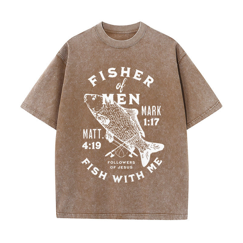 Christianartworkshop Followers of Jesus Fisher of Men Unisex Washed T-Shirt - Coffee - 5XL - image 9