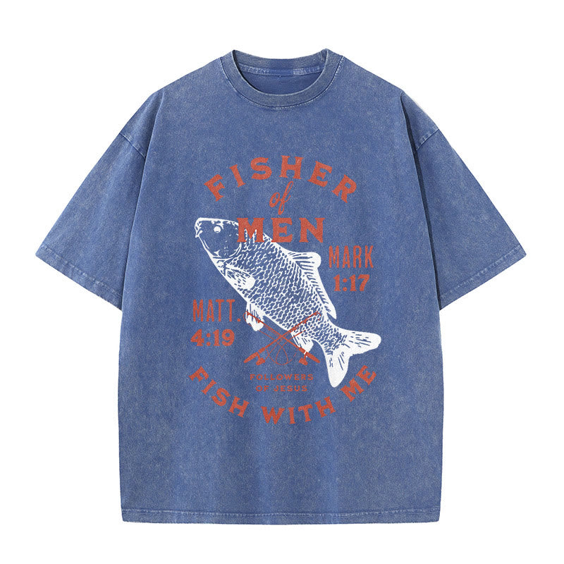Christianartworkshop Followers of Jesus Fisher of Men Unisex Washed T-Shirt - Blue - 5XL - image 7
