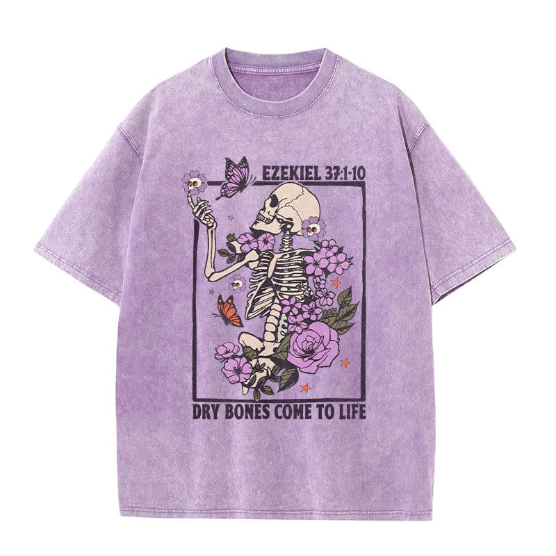 Christianartworkshop Vintage Dry Bones Come To Life Unisex Washed T-Shirt - Purple - 5XL - image 1
