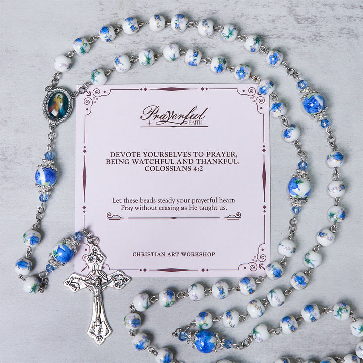 Christianartworkshop PRAYERFUL FAITH: Handmade Floral Lily of the Vally Beads Rosary - PRAYERFUL FAITH - image 1