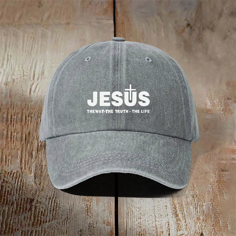 Christianartworkshop Minimalist Jesus The Way The Truth The Life Statement Baseball Cap - Grey - image 2