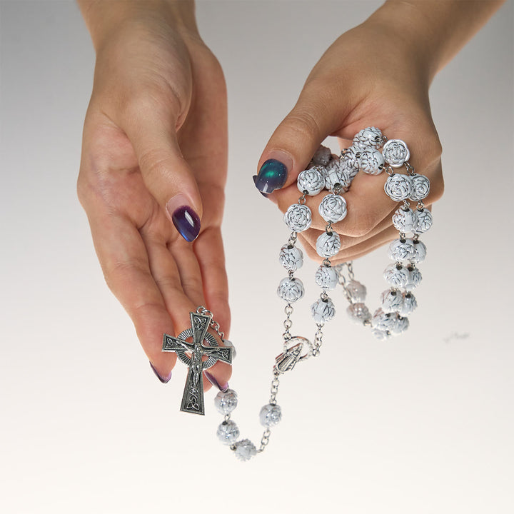 FREE Today: Delicate White Rose Devotional Beads Rosary and Bracelets with Virgin Mary - image 6