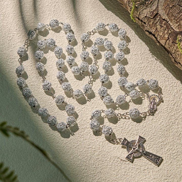 FREE Today: Delicate White Rose Devotional Beads Rosary and Bracelets with Virgin Mary - image 5