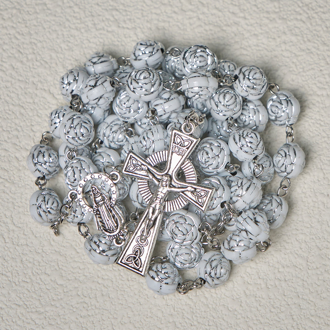 FREE Today: Delicate White Rose Devotional Beads Rosary and Bracelets with Virgin Mary - image 9