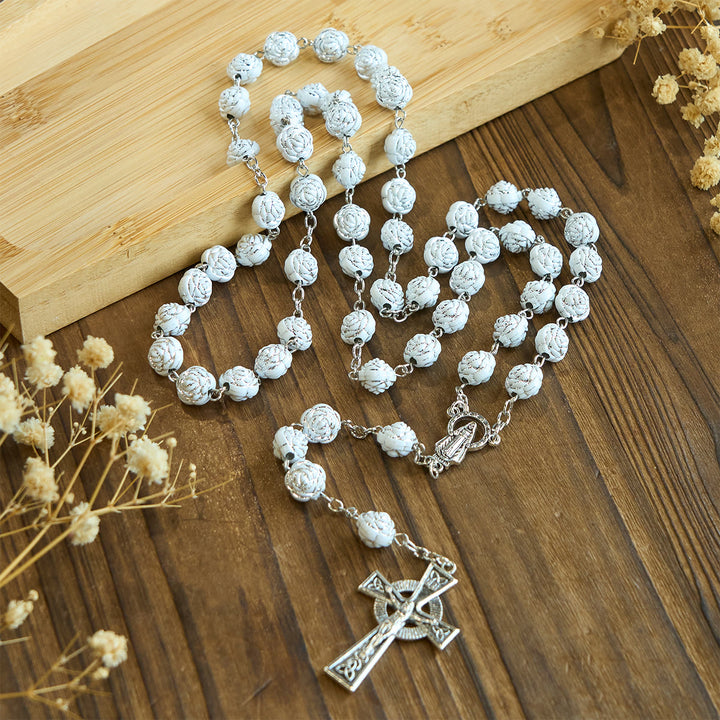 FREE Today: Delicate White Rose Devotional Beads Rosary and Bracelets with Virgin Mary - image 4