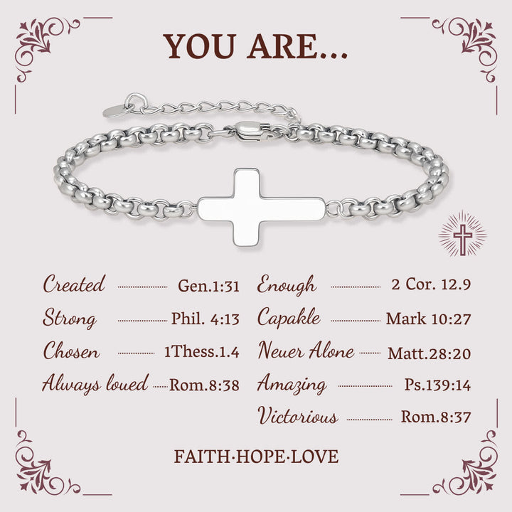 Christianartworkshop Minimalist Cross Chain Bracelets: Two Colors with Blessing Card - Silver - image 7