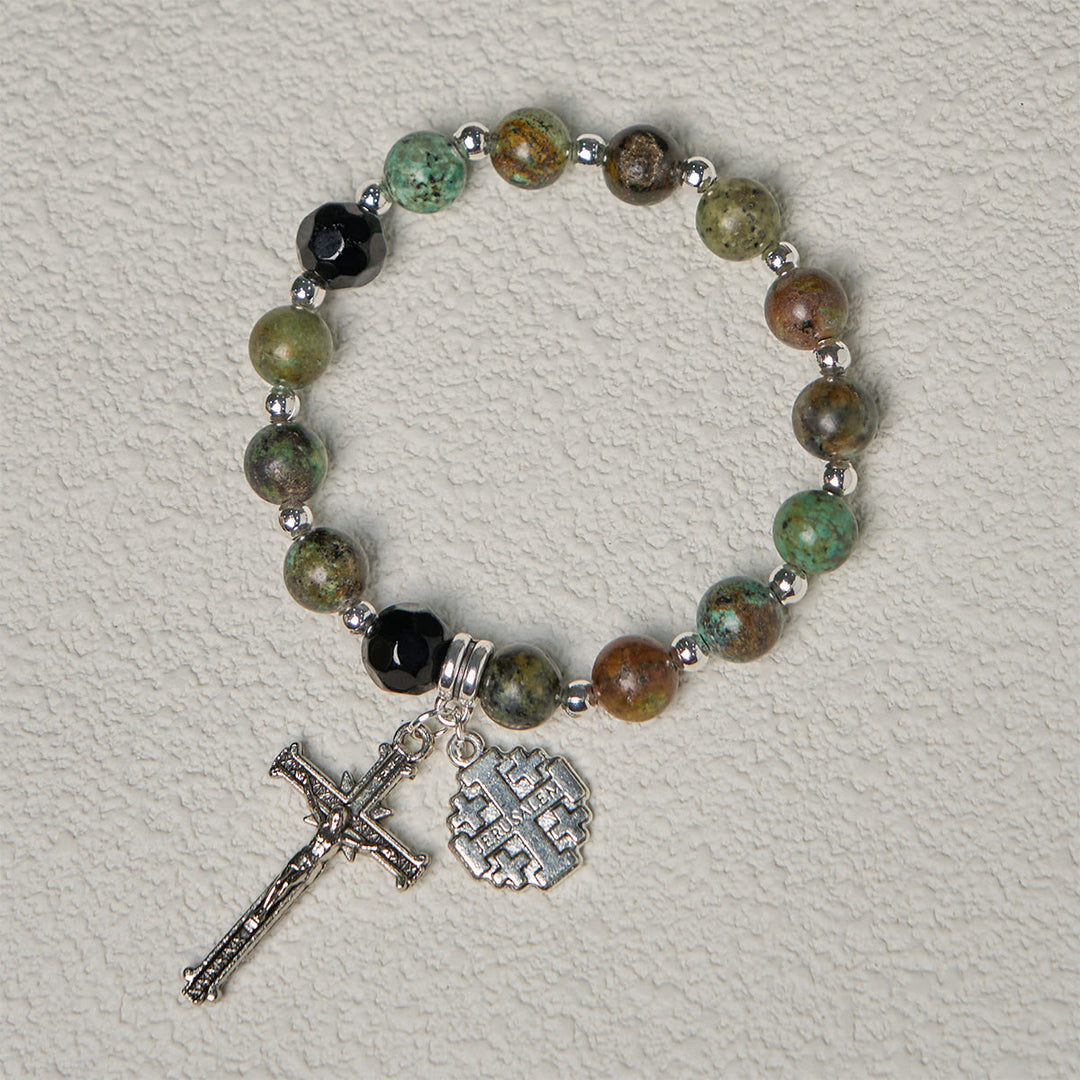 Christianartworkshop Earthy Spiritual Rosary-Inspired Bracelets with Crucifix and Jerusalem Cross - image 6