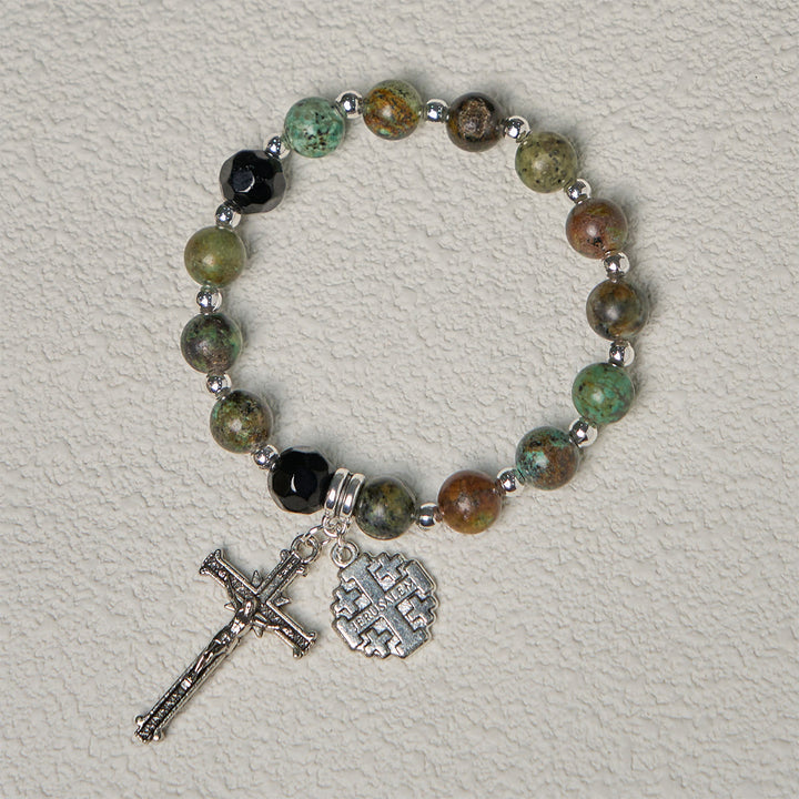 Christianartworkshop Earthy Spiritual Rosary-Inspired Bracelets with Crucifix and Jerusalem Cross - image 6