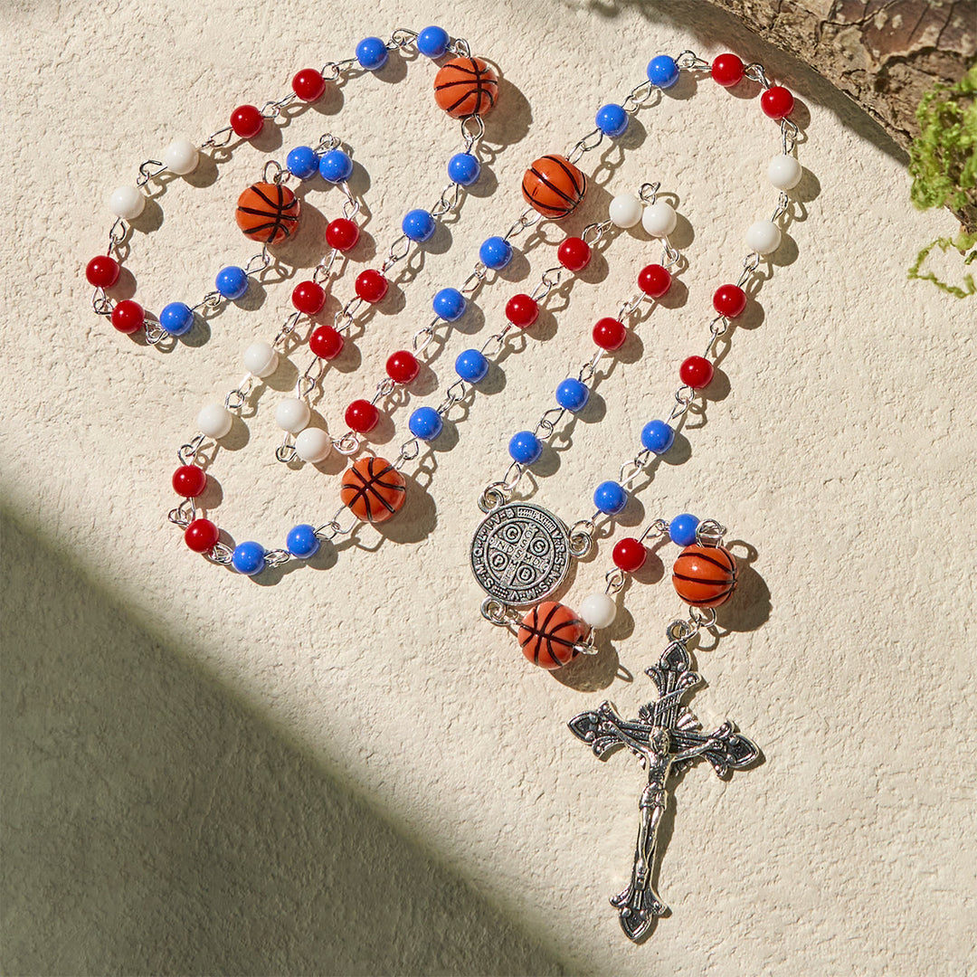 FREE Today: Patriotic Basketball Inspired Beads with St. Benedict Rosary for Sports Faith - image 3